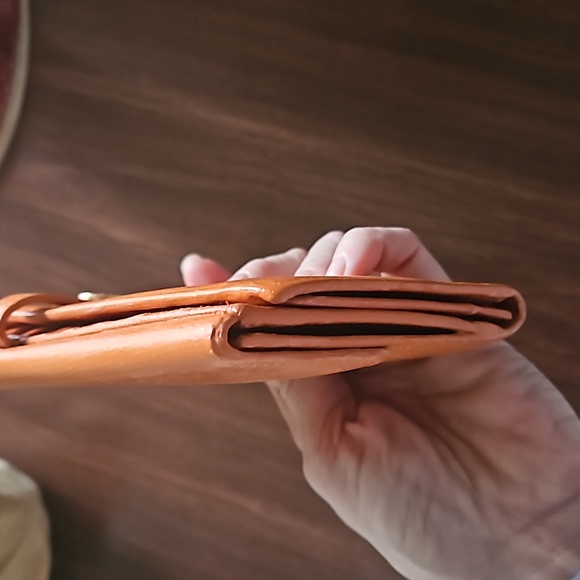 CHANEL COCO Mark Orange Leather Bifold Long Wallet with the STICKER and box - Picture 3 of 16